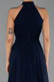 Long Navy Blue Chiffon Prom Gown ABU6506