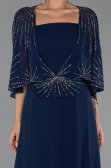 Long Navy Blue Chiffon Formal Plus Size Dress ABU6529