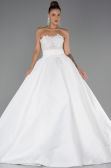 Long White Satin Wedding Dress ABG197