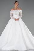 Long White Satin Wedding Dress ABG197
