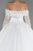 Long White Satin Wedding Dress ABG197