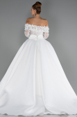 Long White Satin Wedding Dress ABG197