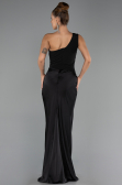 Long Black Satin Prom Gown ABU6331