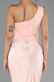 Long Salmon Satin Prom Gown ABU6331