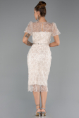 Midi Beige Beaded Party Dress ABK2412