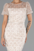 Midi Beige Beaded Party Dress ABK2412