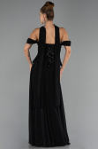 Long Black Chiffon Plus Size Evening Dress ABU6535