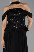 Long Black Chiffon Plus Size Evening Dress ABU6535