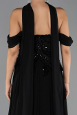 Long Black Chiffon Plus Size Evening Dress ABU6535
