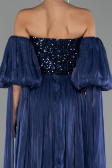 Long Navy Blue Chiffon Evening Dress ABU6533