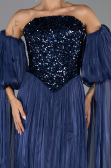 Long Navy Blue Chiffon Evening Dress ABU6533