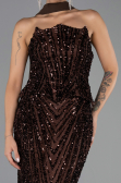 Long Brown Scaly Evening Dress ABU6534