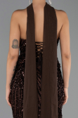 Long Brown Scaly Evening Dress ABU6534
