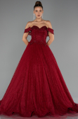 Long Burgundy Dantelle Evening Dress ABU6536