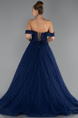 Long Navy Blue Dantelle Evening Dress ABU6536