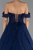Long Navy Blue Dantelle Evening Dress ABU6536