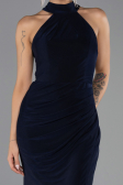 Long Navy Blue Plus Size Evening Dress ABU6539