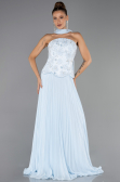 Long Light Blue Chiffon Evening Dress ABU6436
