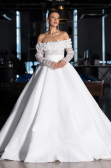 Long White Satin Wedding Dress ABG197