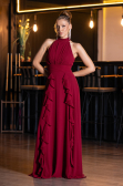 Long Burgundy Chiffon Prom Gown ABU6506