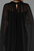 Long Black Beaded Plus Size Evening Dress ABU6545