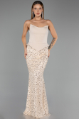 Long Beige Scaly Evening Dress ABU6546