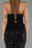 Long Black Scaly Evening Dress ABU6546