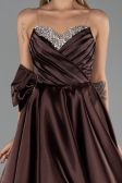 Long Brown Satin Evening Dress ABU5541
