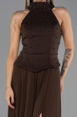 Long Brown Chiffon Evening Dress ABU6550