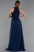 Long Navy Blue Chiffon Evening Dress ABU6550