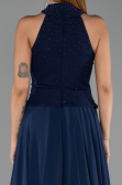 Long Navy Blue Chiffon Evening Dress ABU6550