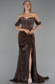 Long Brown Chiffon Evening Dress ABU6496