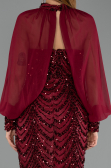 Long Burgundy Scaly Evening Dress ABU6298