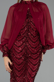 Long Burgundy Scaly Evening Dress ABU6298