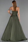 Long Olive Drab Satin Evening Dress ABU6553