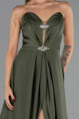 Long Olive Drab Satin Evening Dress ABU6553