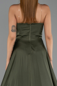 Long Olive Drab Satin Evening Dress ABU6553