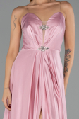 Long Powder Color Satin Evening Dress ABU6553