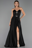 Long Black Satin Evening Dress ABU6553