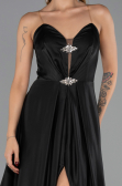 Long Black Satin Evening Dress ABU6553