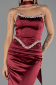 Long Burgundy Satin Evening Dress ABU6554