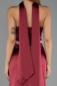 Long Burgundy Satin Evening Dress ABU6554