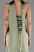 Long Olive Drab Satin Evening Dress ABU6554