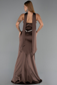 Long Brown Satin Evening Dress ABU6554