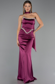 Long Plum Satin Evening Dress ABU6554