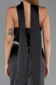 Long Black Satin Evening Dress ABU6554