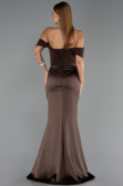 Long Brown Satin Mermaid Evening Gown ABU6525