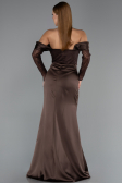 Long Brown Satin Evening Dress ABU6555