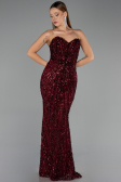 Long Burgundy Scaly Evening Dress ABU6556