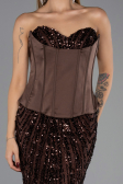 Long Brown Scaly Evening Dress ABU6556